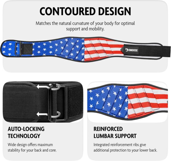 DMoose Fitness Neoprene Weight Lifting Belt - Adjustable 6" Gym Support for Stability & Lumbar Support - Sweat Resistant Weightlifting Belt for Men & Women for Squats, Deadlifts & Bench Presses
