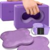 Deep-Zen® Yoga Blocks Wrist Support; Yoga Blocks 2 Pack w/Knee Pads; Yoga Blocks 2 Pack with Strap to Put Less Weight on Wrists; Durable, Versatile Yoga Brick Exercise Block Set, Blocks Yoga