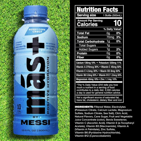 Más+ by Messi 16.9oz Berry Copa Crush Sports Drink & Hydration Beverage, 12-pack