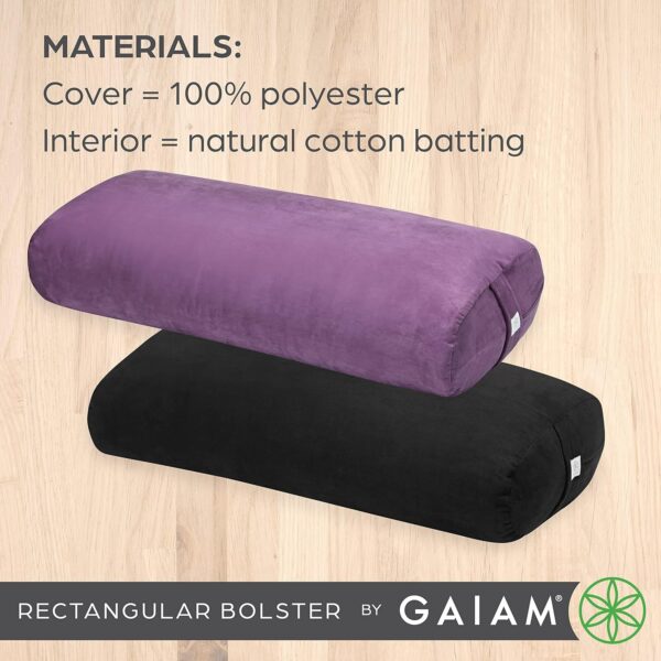 Gaiam Yoga Bolster - Long, Rectangular Meditation Pillow - Supportive Cushion for Restorative Yoga and Sitting on the Floor - Built-In Carrying Handle - Machine Washable Cover'