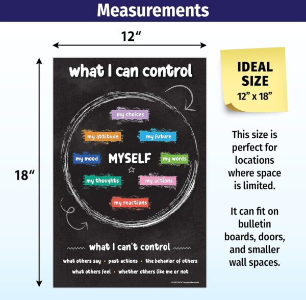 ZOCO Things I Can Control Posters (2 Pack) — Mental Health Awareness Item — School Counselor Office Must Haves — Growth Mindset, Positive Posters for Teens — LAMINATED, 12x18 inches