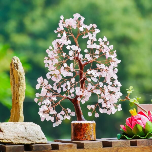 YATSKIA Rose Quartz Tree of Life - Chakra Tree, Wire Bonsai - Feng Shui Tree, Money Tree Crystal for Positive Energy - Home Office Decor, Spiritual Gift, Meditation Decor Accessories