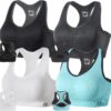 FITTIN Racerback Sports Bras for Women - Padded Seamless Support Bra for Yoga Gym Workout Fitness