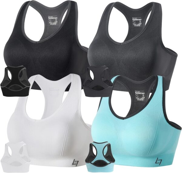 FITTIN Racerback Sports Bras for Women - Padded Seamless Support Bra for Yoga Gym Workout Fitness