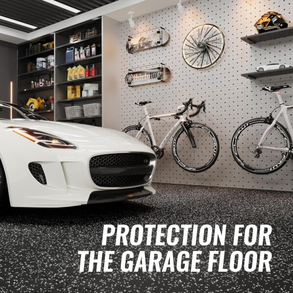 91P5op1ULUL._AC_SL1500_.jpg SUPERJARE 0.79'' Extra-Thick Exercise Equipment Mats, 6 Pcs 24 Sq Ft Rubber Top Floor Tiles with High Density EVA Foam, Interlocking Gym Flooring for Home Gym, Protective Workout Mat, Black/Grey