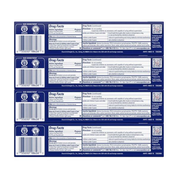 Arm & Hammer Advance White Toothpaste, Clean Mint Flavor, Stain Defense Technology, 6 Ounce (Pack of 4)