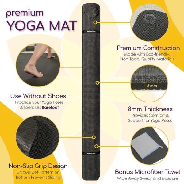 Large Yoga Mat 7'x5'x8mm Extra Thick, Durable, Eco-Friendly, Non-Slip & Odorless Barefoot Exercise and Premium Fitness Home Gym Flooring Mat by ActiveGear