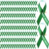 Hanaive 150 Pcs Mental Health Awareness Ribbons Green Satin Fabric Ribbons with Safety Pins Mental Health Awareness Items for Charity Public Social Event Welfare Supplies