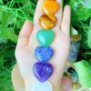 QINJIEJIE 7Pcs 7 Chakras 1.2" Heart Crystal Large Stone Rose Quartz Healing Crystals Love Polished Thumb Natural Palm Assorted Gemstones Reiki Energy Balancing Meditation Gift