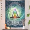 Chakra Vertical Tapestry, Seven Chakra Yoga Meditation Zen Decor Tapestry Wall Hanging for Bedroom, Hippie Lotus Spiritual Tapestries Poster Beach Blanket College Dorm Home (40W X 60H)