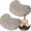 Wenqik 2 Pack Meditation Cushion Yoga Pillow Meditation Pillow Crescent Shaped Yoga Bolsters Zafu Seat with Removable Washable Cover Floor Pouf for Sitting Men or Women, Gray