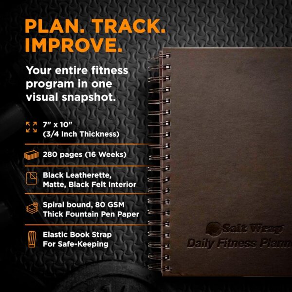 SaltWrap Daily Fitness Planner Workout Planner & Log Book, Exercise Gym Notebook Wellness, Health, Nutrition, and Food Plan Tracker, Weight Loss Goal Tracking (Daily + Weekly Logs)
