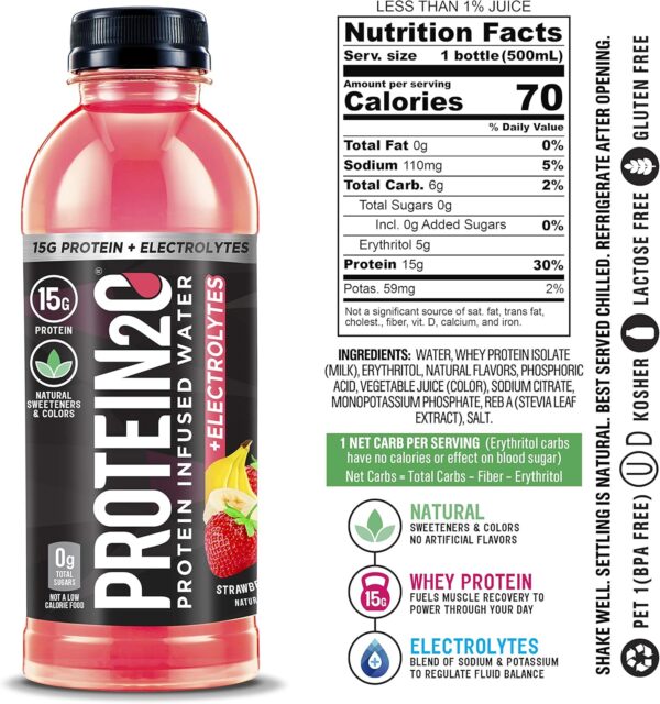 Protein2o 15g Whey Protein Isolate Infused Water Plus Electrolytes, Sugar Free Sports Drink, Ready To Drink, Gluten Free, Lactose Free, Electrolyte Variety Pack, 16.9 fl oz Bottle (12 Count)