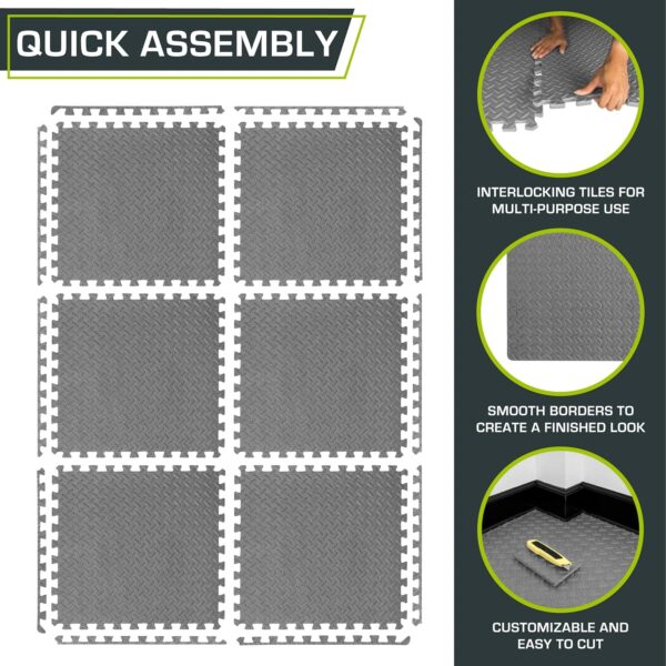 ProsourceFit Puzzle Exercise Mat ½ in, EVA Interlocking Foam Floor Tiles for Home Gym, Mat for Home Workout Equipment, Floor Padding for Kids, Brown, 24 in x 24 in x ½ in, 24 Sq Ft - 6 Tiles