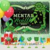 Amyhill 6 Pcs Mental Health Awareness Month Wooden Centerpieces Motivational Mental Health Awareness Standing Block Sign Set Green Ribbon Table Signs Decorations for Office Charity Party Supplies