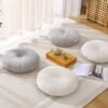Floor Pillow Meditation Cushion Round Large Floor Pillows Seating for Adults, Velvet Thick Floor Cushions for Yoga Living Room Balcony Outdoor Tatami 18inches（Beige）