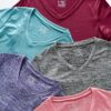 5 Pack: Women's Dry Fit Short Sleeve T Shirts, Athletic Workout Tee Tops for Gym Yoga Running
