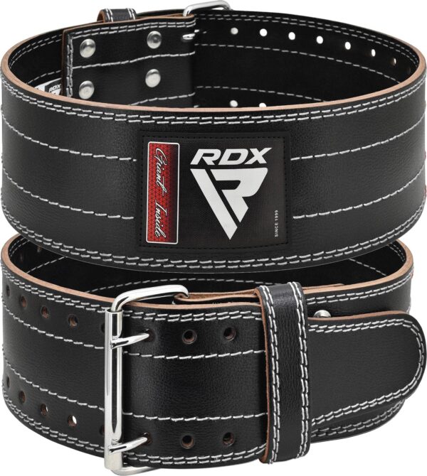 RDX Weight Lifting Belt for Men Women, IPL USPA Approved, 6mm Thick 100% Leather, 4” Powerlifting Back Support, Squat Deadlift Bodybuilding Exercise Fitness Gym Workout Strength Training up to 700 LBS