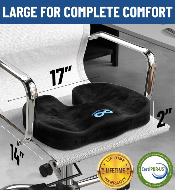 Everlasting Comfort Doctor Recommended Memory Foam Seat Cushions for Office Chairs - HSA FSA Eligible Tailbone Pain Relief Cushion, Sciatica & Back Support, Office Chair Cushion & Car Seat Cushion