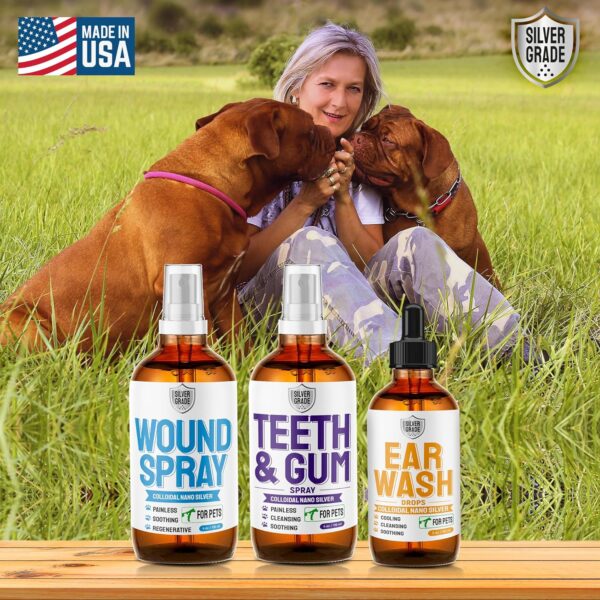 SILVER GRADE Teeth & Gum Spray for Pets – Dental Formula for Dog Mouth Rinse & Cat Mouth Care – Dog Fresh Breath, Clean Teeth, No Pain Or Burning – Plaque and Tartar Remover (4 Oz)
