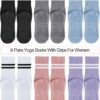 Sintege 6 Pairs Pilates Socks Yoga Socks with Grips for Women Non Slip Barefoot Workout Crew for Pregnant Ballet Dance