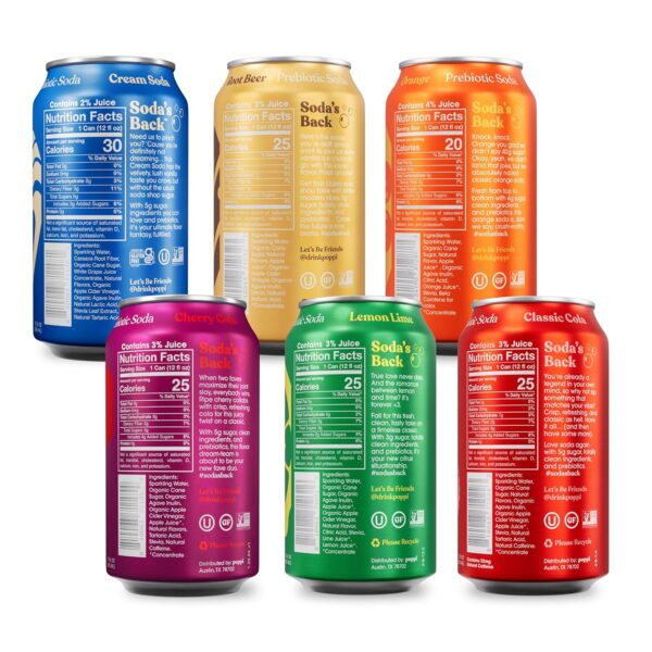 Poppi Sparkling Prebiotic Soda Beverage with Apple Cider Vinegar, Seltzer Water and Fruit Juice, Game Day Variety Pack, 12 oz, Pack of 12, Packaging May Vary