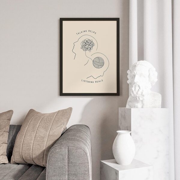 EXCOOL CLUB Therapy Office Decor Mental Health Posters - 12x16 Counseling Wall Art for Therapist Office Decor, Boho Talking Helps Poster for School Counselors Supplies, Psychology Decor (UNFRAMED)