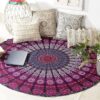 raajsee Purple Round Beach Tapestry Hippie/Boho Beach Blanket Mandala/Indian Cotton Throw - Round Tablecloth/Home Decor/Indie Rug Yoga Mat Meditation Picnic Rugs 178 CM / 70 INCHE Circle