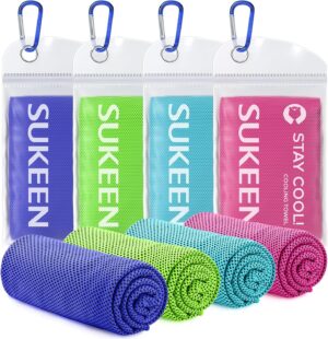 Sukeen [4 Pack] Cooling Towel (40"x12"),Ice Towel,Soft Breathable Chilly Towel,Microfiber Towel for Yoga,Sport,Running,Gym,Workout,Camping,Fitness,Workout & More Activities