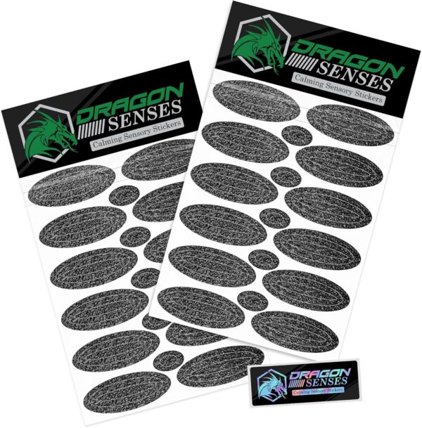 Dragon Senses Calm Strips for Anxiety Sensory Stickers, 84 Pcs Black Sensory Strips Textured Stickers with Enhance Sensory Soothing & Calming Effect for Special Needs, Made in The USA, 2 Pk