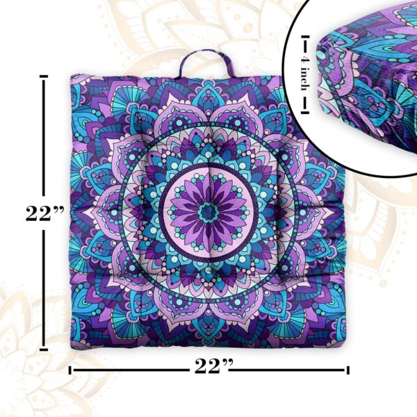 Mandala Meditation Cushion, Boho Meditation Mat, Meditation Pillows for Sitting on Floor, Cushions for Sitting in Home and Outdoor, Square Floor Pillows Cushion Seating for Yoga 22'' X 22''