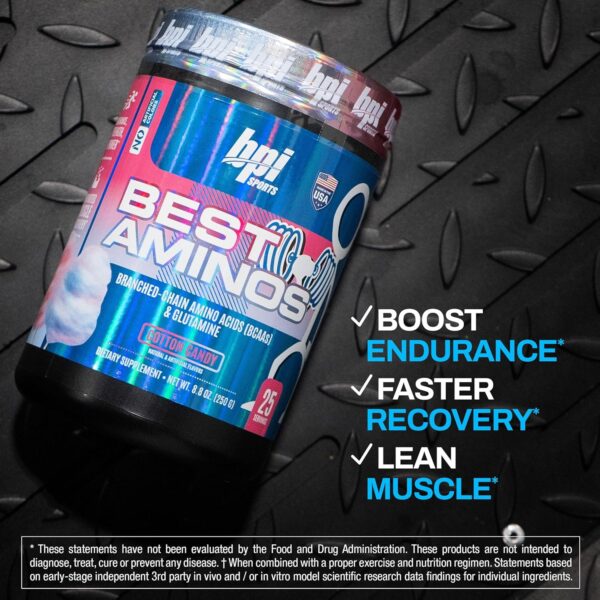 BPI Sports BCAA Powder - Best Aminos, Post Workout Recovery Drink with Glutamine, Branched Chain BCAAs Amino Acids, Hydration & Recovery, 25 Servings, Plumberry Flavor