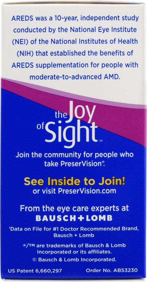 PreserVision Eye Vitamin & Mineral Supplement, from Bausch + Lomb, 120 Count (Pack of 1) Packaging may vary