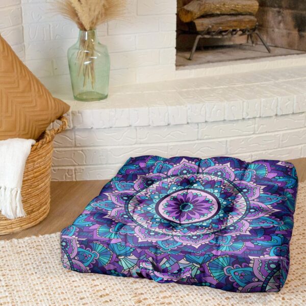 Mandala Meditation Cushion, Boho Meditation Mat, Meditation Pillows for Sitting on Floor, Cushions for Sitting in Home and Outdoor, Square Floor Pillows Cushion Seating for Yoga 22'' X 22''