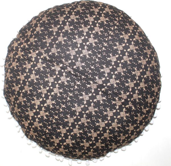 CRAFT KALA Boho Large Floor Pillow Pouf Cover Mandala Meditation Room Pillow Cover for Adults Round Bohemian Seating Pouf Cushion Cover for Kids Playroom 22" Black Gold Ombre