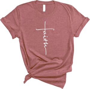 Love in Faith | Faith Cross Short Sleeve | Christian T-Shirts for Women | Faith-Based Apparel | Christian Gifts
