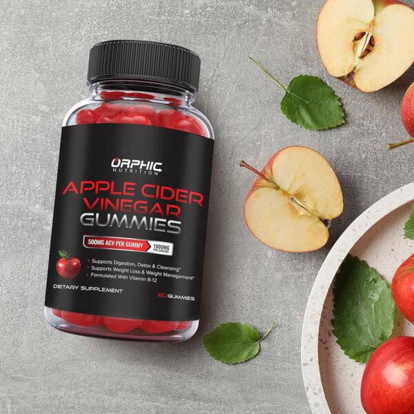 Apple Cider Vinegar Gummies - 1000mg - Formulated to Support Normal Energy Levels & Gut Health - Supports Digestion, Detox & Cleansing - ACV Gummies W/VIT B12, Beetroot (60 Gummies)