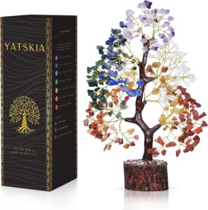 YATSKIA 7 Chakra Tree of Life, Crystals and Healing Stones, Birthday Gifts for Women - Crystal Tree for Positive Energy, Office Decor, Gifts for Women, Mom Birthday Gifts for Women