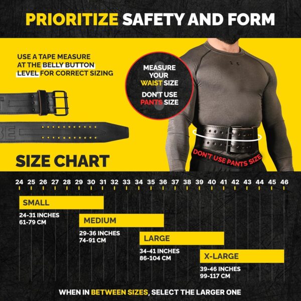 5mm Premium Weight Lifting Belt - 100% Genuine Leather Weightlifting Belt - Comfortable Squat Belt, Deadlift Belt or Powerlifting Belt - Workout Belt for Strength Training - Gym Belt for Men and Women