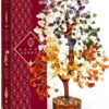 Crystal Tree of Life 7 Chakra Healing Crystal Trees for Home Decor, Office Desk Decor, Living Room Decor, Handmade Bonsai Trees for Positive Energy, Money, Good Luck Birthday Gifts for Women, Mom