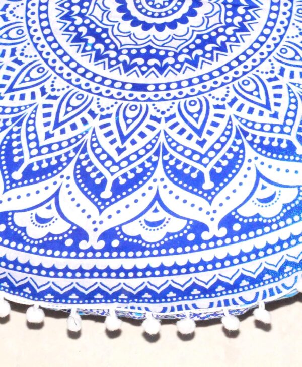 Large Round seat Floor Cushion Chair Ottoman Cover Pouf Pillow Meditation Floor Cushions for Adults Seating pouffe Ottoman Throw Covers Craft Room Furniture for Sitting Cover 22 Inches (Blue)