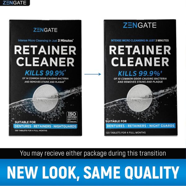 Retainer Cleaner Tablets - Quick 3-Minute Clean for Dentures, Mouth Guards, Aligners, and Night Guards - 120 Dental Cleansing Tablets - FSA HSA Approved Dental Appliance Cleanser
