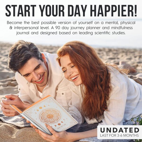 Gratitude Journal for Women & Men - 5 Minute Self Care Journal | 90-Day Undated Daily Planner for Positivity, Affirmations & Manifestation | Guided Mindfulness, Reflection | Vision Board + Stickers
