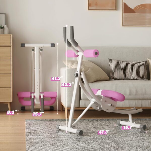 Ab Workout Equipment, Ab Machine with Height Adjustable and Stability, Ab Workout Equipment Home Gym Coaster for Stomach at Office with LCD Display-Christmas Gift Choice, Pink