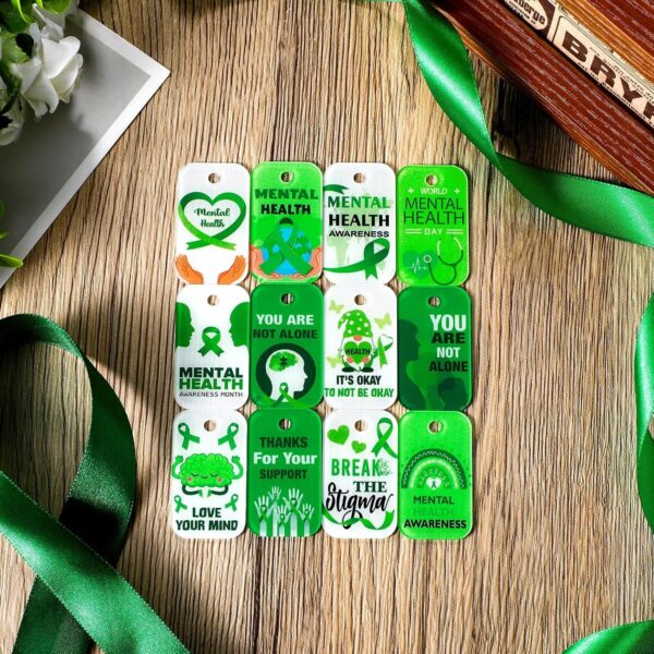 48 Pcs Mental Health Matter Dog Tag 23.62 Inch Charm Necklace Dog Tag Necklaces for Adult Team Favors Mental Health Themed 12 Styles