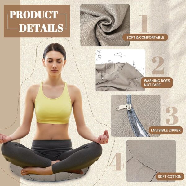 Wenqik 2 Pack Meditation Cushion Yoga Pillow Meditation Pillow Crescent Shaped Yoga Bolsters Zafu Seat with Removable Washable Cover Floor Pouf for Sitting Men or Women, Gray