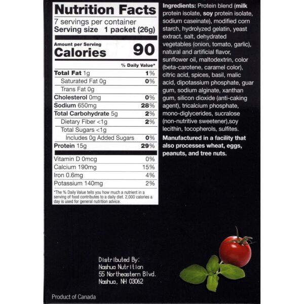 Proti-Thin High Protein Italian Tomato Soup, Healthy Instant Diet Soup Mix, 15g Protein, Low Calorie, Low Carb, Low Fat, Sugar Free, Gluten-Free KETO Diet Friendly, 1 Pack of 7 Servings