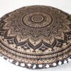 CRAFT KALA Boho Large Floor Pillow Pouf Cover Mandala Meditation Room Pillow Cover for Adults Round Bohemian Seating Pouf Cushion Cover for Kids Playroom 22" Black Gold Ombre