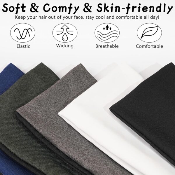 5 Pack Sports Headband for Men, Breathable Mesh Design, Reused & Washed Mens Headband Sweat Bands for Running Yoga Fitness Workout