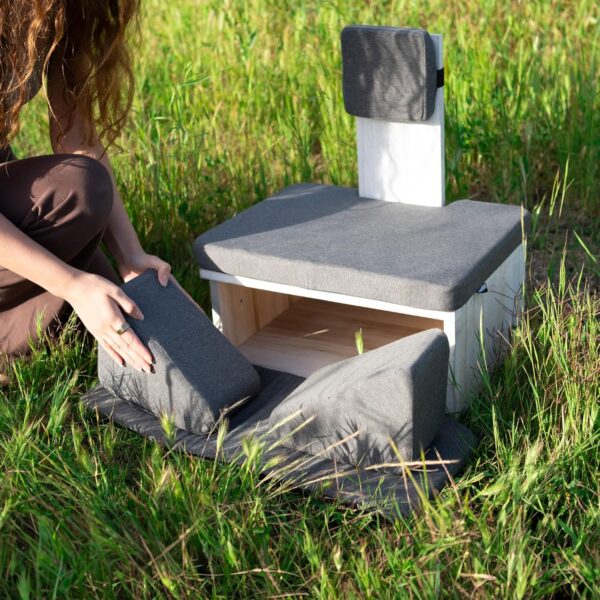 Box Meditation Floor Chair, Back Support, Knee and Hip Support, Knees, Portable and Lightweight (Gray)